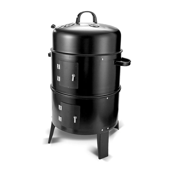 3In1 Portable Charcoal Vertical Smoker Bbq Roaster Grill Steel Water Steamer