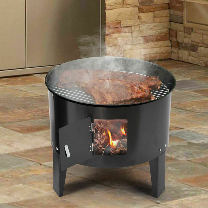 3In1 Portable Charcoal Vertical Smoker Bbq Roaster Grill Steel Water Steamer