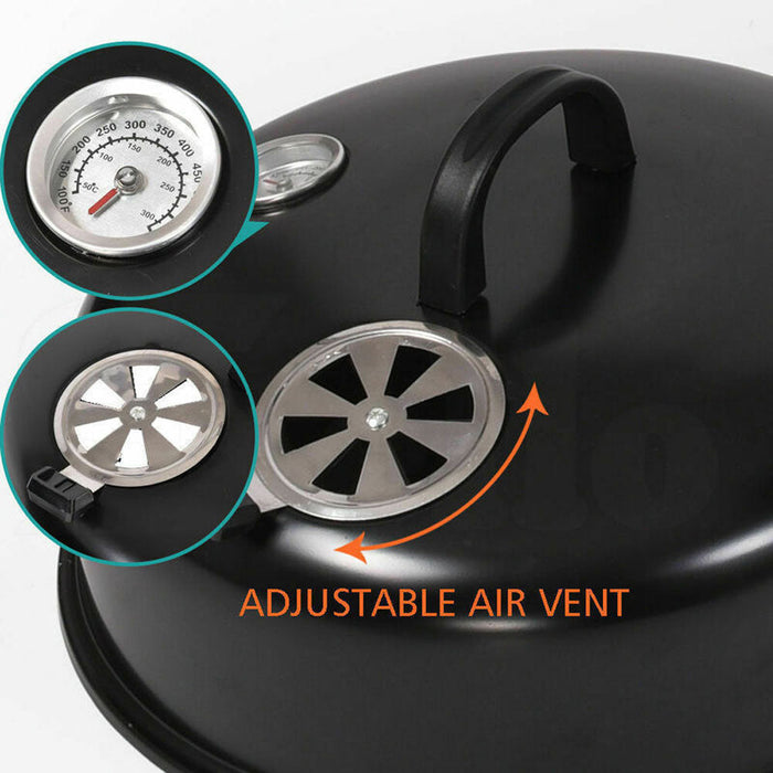 3In1 Portable Charcoal Vertical Smoker Bbq Roaster Grill Steel Water Steamer