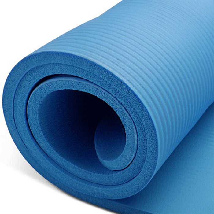 10Mm Extra Thick Nbr Yoga Mat Gym Pilates Fitness Exercise - Blue