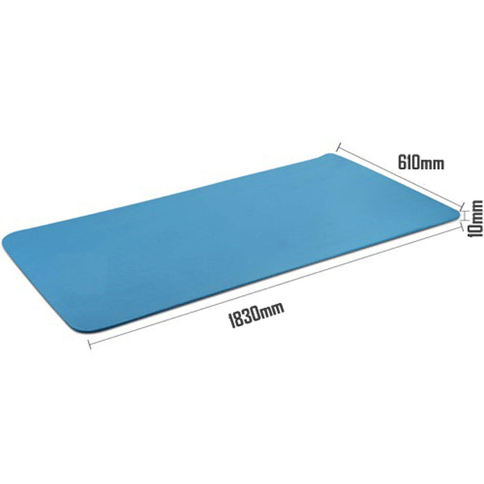 10Mm Extra Thick Nbr Yoga Mat Gym Pilates Fitness Exercise - Blue