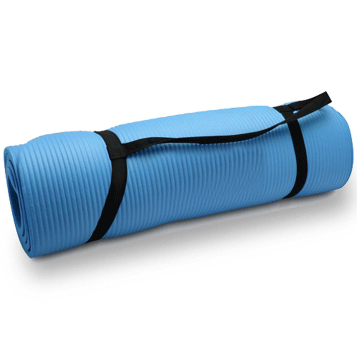 10Mm Extra Thick Nbr Yoga Mat Gym Pilates Fitness Exercise - Blue