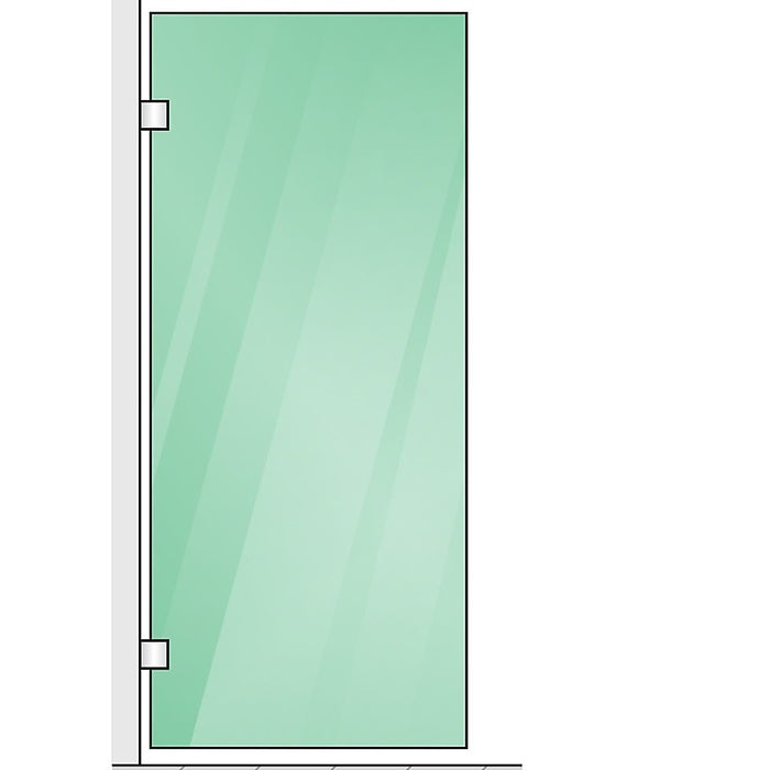 110X80Cm Corner Frameless Shower Screen With Nickel Channel And Ss Hinges Square Double Pull Handle