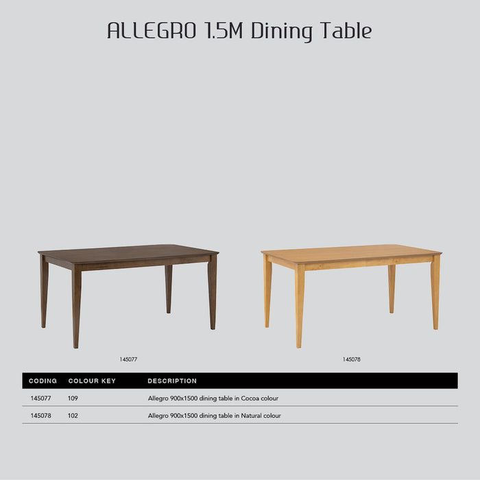 Allergo Dining Table 150Cm Timber Dining Table - Natural