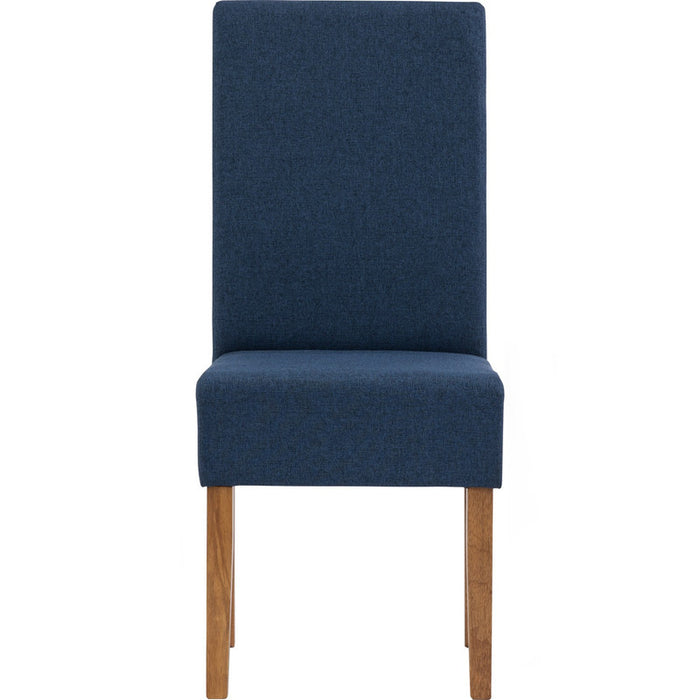 Mesi Dining Chair X2 - Natural Colour Legs Blue Colour Challis Fabric Upholstery