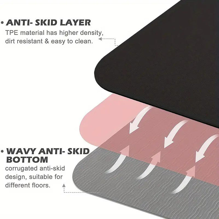 Sport Tpe Yoga Mat Exercise Workout Mats Fitness Mat For Home Gym Black 6Mm