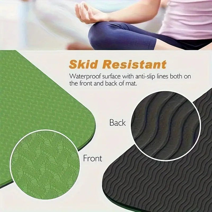 Sport Tpe Yoga Mat Exercise Workout Mats Fitness Mat For Home Gym Green 6Mm