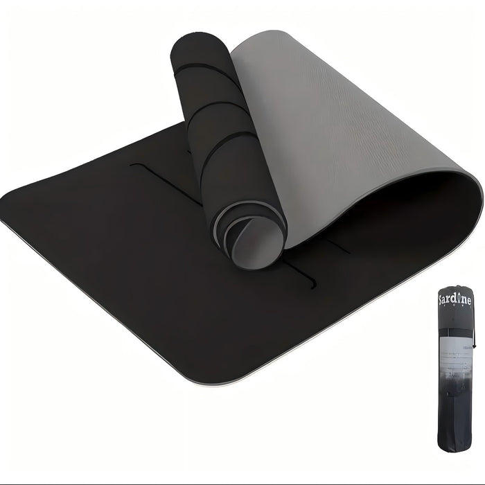 Sport Tpe Yoga Mat Exercise Workout Mats Fitness Mat For Home Gym Black 8Mm