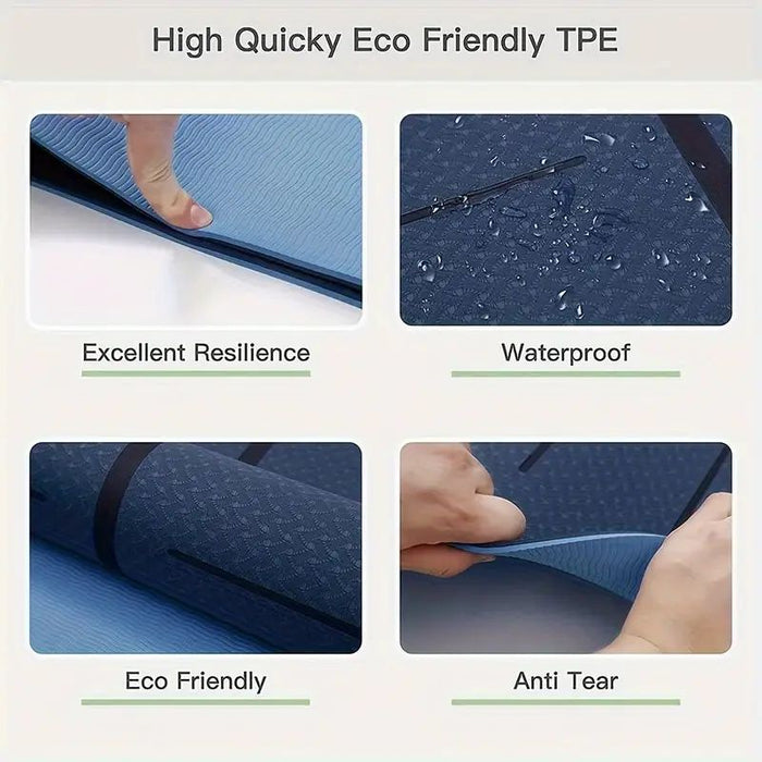 Sport Tpe Yoga Mat Exercise Workout Mats Fitness Mat For Home Gym Blue 8Mm