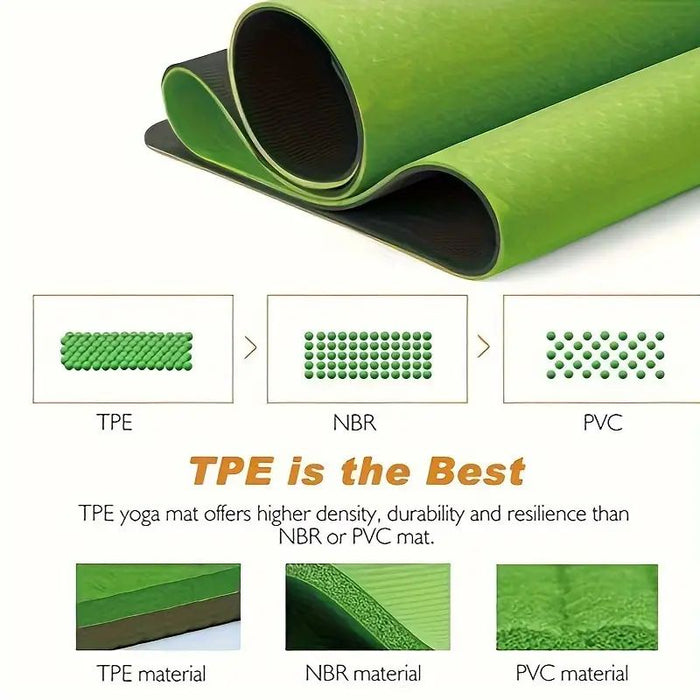 Sport Tpe Yoga Mat Exercise Workout Mats Fitness Mat For Home Gym Green 8Mm