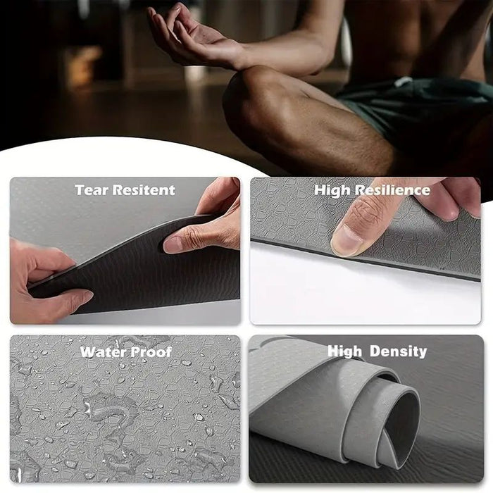 Sport Tpe Yoga Mat Exercise Workout Mats Fitness Mat For Home Gym Grey 8Mm