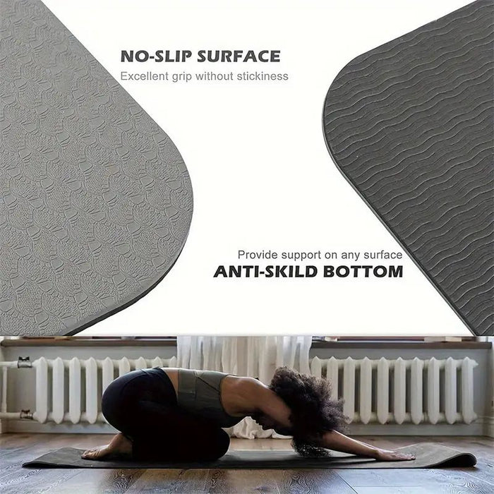 Sport Tpe Yoga Mat Exercise Workout Mats Fitness Mat For Home Gym Grey 8Mm