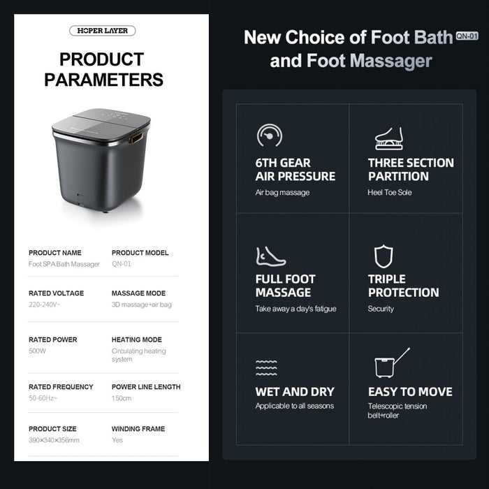Foot Spa Airbag Squeezing Foot Bath Massager Dry And Wet Dual-Use Qn-01