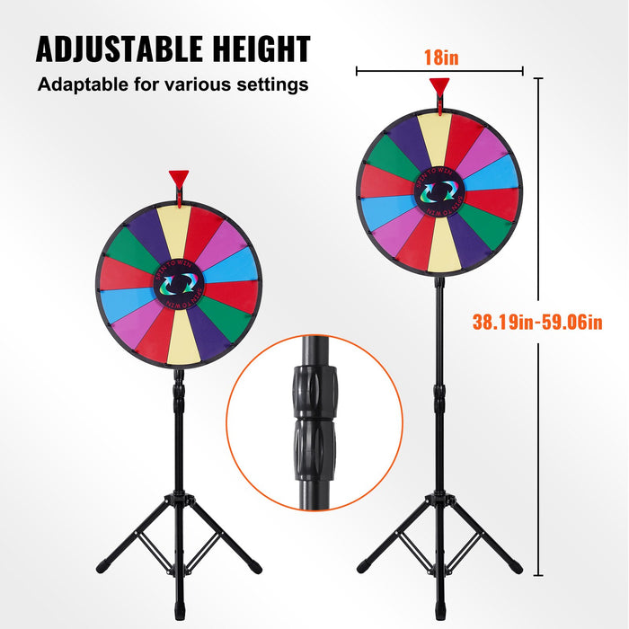 18 Inch Tabletop Color Prize Wheel With Folding Tripod Floor Stand 14 Slots Dry Erase