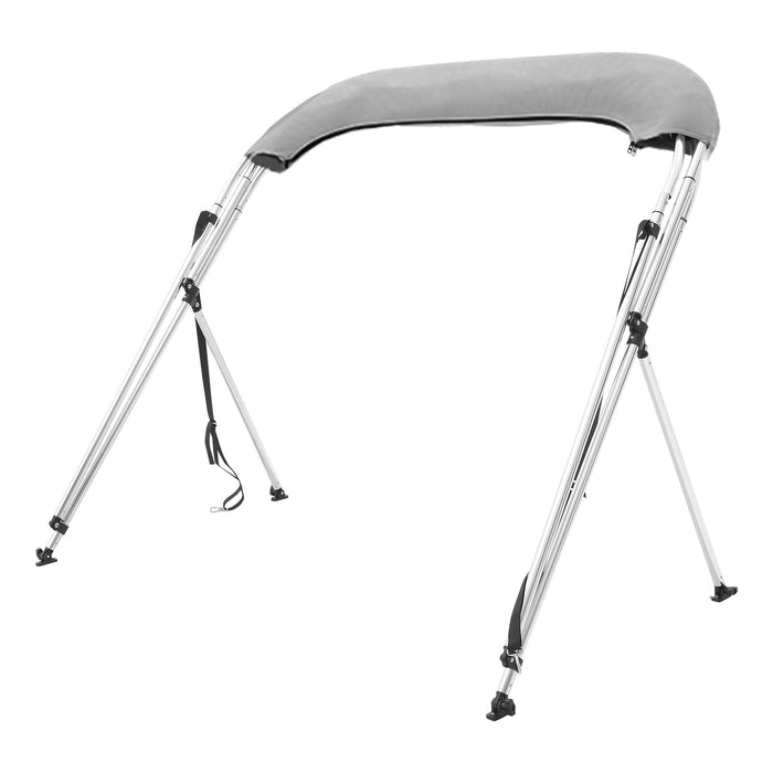 3 Bow Bimini Top Boat Cover 900D Polyester Canopy With 1" Aluminum Alloy Frame Waterproof And Sun Shade Includes Storage Boot 2 Support Poles 4 Straps 6'L X 46"H X 67"-72"W Light Grey