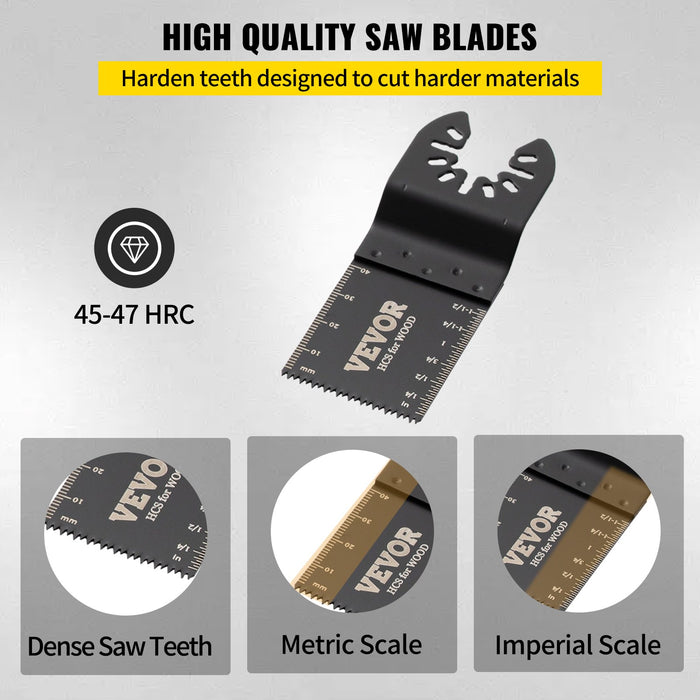 100Pcs Oscillating Saw Blades Quick Release Multitool Blades Kit Hcs Tool Blades For Wood Plastic Compatible With Dewalt Dremel Fein Worx Bosch Makita Milwaukee