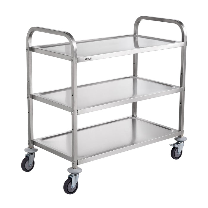3-Tier Utility Cart Rolling Cart On Wheels 37.5"X20"X37.7" 450 Lbs 6 Hooks