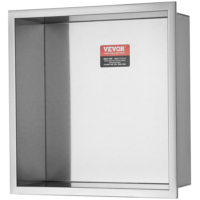 33.02 X 33.02 Cm No Tile Shower Niche 304 Stainless Steel Wall-Inserted Niche Recessed Double Shelves Sealed Waterproof Rust-Resistant Modern Niche For Shower Bathroom Soap Storage Silver