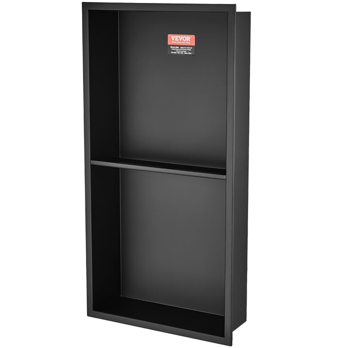 33.02 X 63.5 Cm No Tile Shower Niche 304 Stainless Steel Wall-Inserted Niche Recessed Double Shelves Sealed Waterproof Rust-Resistant Modern Niche For Shower Or Soap Storage Bathroom