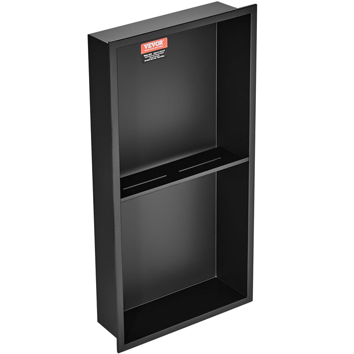 33.02 X 63.5 Cm No Tile Shower Niche 304 Stainless Steel Wall-Inserted Niche Recessed Double Shelves Sealed Waterproof Rust-Resistant Modern Niche For Shower Or Soap Storage Bathroom