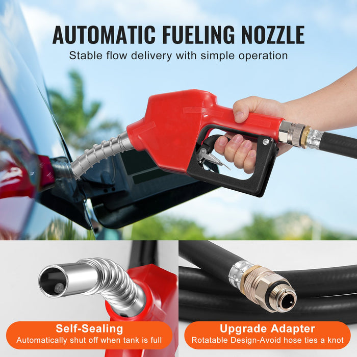 Portable Diesel & Gasoline Tank 182L 10.6 Gpm Flow Rate Diesel Fuel Tank With Electric Transfer Pump 4 M Hose Auto Fueling Nozzle Diesel Transfer Tank For Easy Fuel Transportation Red