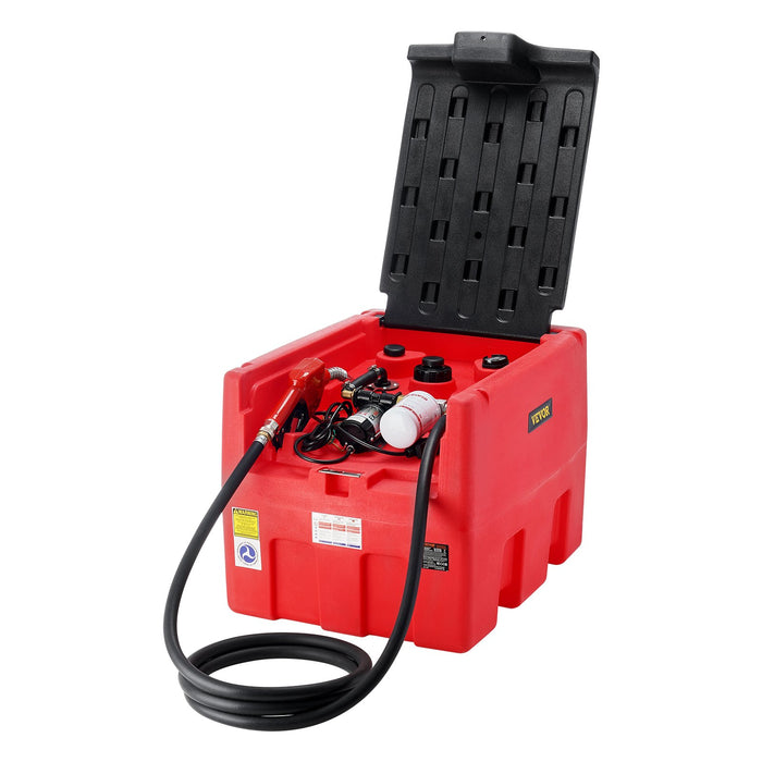 Portable Diesel & Gasoline Tank 182L 10.6 Gpm Flow Rate Diesel Fuel Tank With Electric Transfer Pump 4 M Hose Auto Fueling Nozzle Diesel Transfer Tank For Easy Fuel Transportation Red
