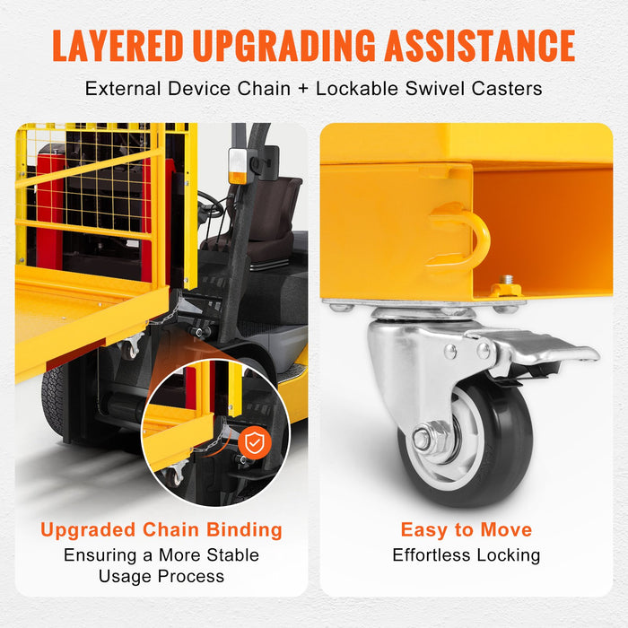 Forklift Safety Cage 544 Kg Load Capacity 92 X 92 Cm Folding Forklift Work Platform With Lockable Swivel Wheels Drain Hole And Device Chain Holds 1 To 2 Adults Perfect For Aerial Work