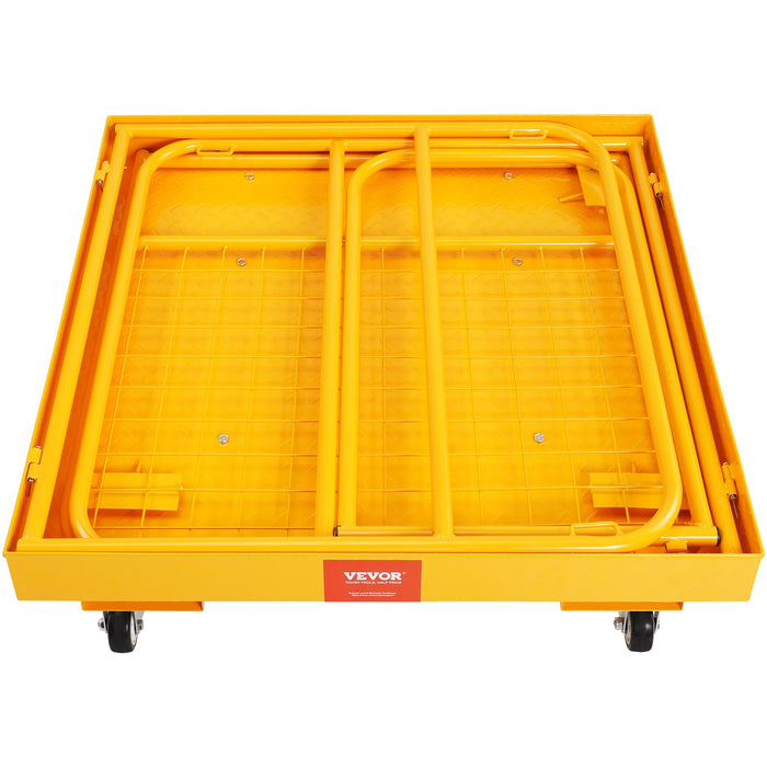 Forklift Safety Cage 544 Kg Load Capacity 92 X 92 Cm Folding Forklift Work Platform With Lockable Swivel Wheels Drain Hole And Device Chain Holds 1 To 2 Adults Perfect For Aerial Work