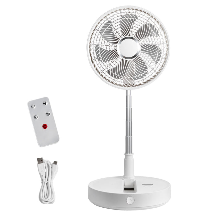 12 Inch Foldable Oscillating Standing Fan With Remote Control 4 Speed Adjustable Portable Desk Quiet Fan 7200Mah Rechargeable Usb Small Fan Folded Rotating Floor Fan For Bedroom Office Travel