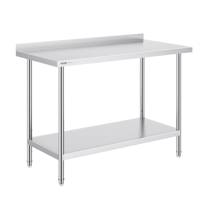 24 X 48 X 36 Inch Stainless Steel Work Table Commercial Food Prep Worktable Heavy Duty Prep Worktable Metal Work Table With Adjustable Height For Restaurant Home And Hotel