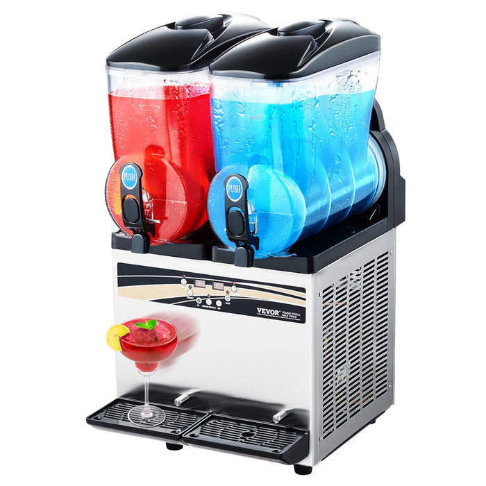 Commercial Frozen Drink Maker 15Lx2 Double Tank Slushy Machine 120 Cups Stainless Steel Margarita Smoothie Frozen Drink Machine Slushie Maker For Home Party Restaurants Cafe Bars