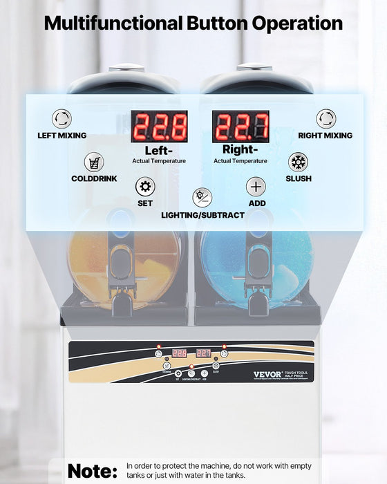 Commercial Frozen Drink Maker 15Lx2 Double Tank Slushy Machine 120 Cups Stainless Steel Margarita Smoothie Frozen Drink Machine Slushie Maker For Home Party Restaurants Cafe Bars