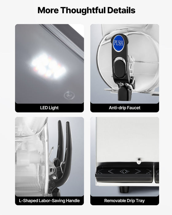 Commercial Frozen Drink Maker 15Lx2 Double Tank Slushy Machine 120 Cups Stainless Steel Margarita Smoothie Frozen Drink Machine Slushie Maker For Home Party Restaurants Cafe Bars