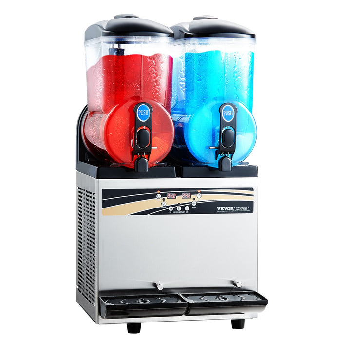 Commercial Frozen Drink Maker 15Lx2 Double Tank Slushy Machine 120 Cups Stainless Steel Margarita Smoothie Frozen Drink Machine Slushie Maker For Home Party Restaurants Cafe Bars