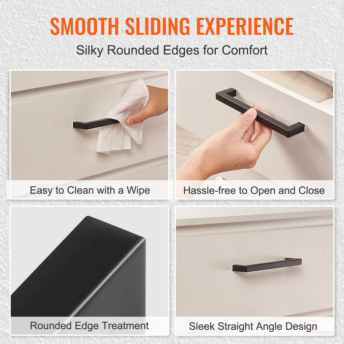 10 Pack Cabinet Pulls 3In / 76Mm Center To Center Slim Square Kitchen Cabinet Drawer Stainless Steel Modern Kitchen Cupboard Door Handles For Kitchen Bathroom Bar Hardware Matte Black