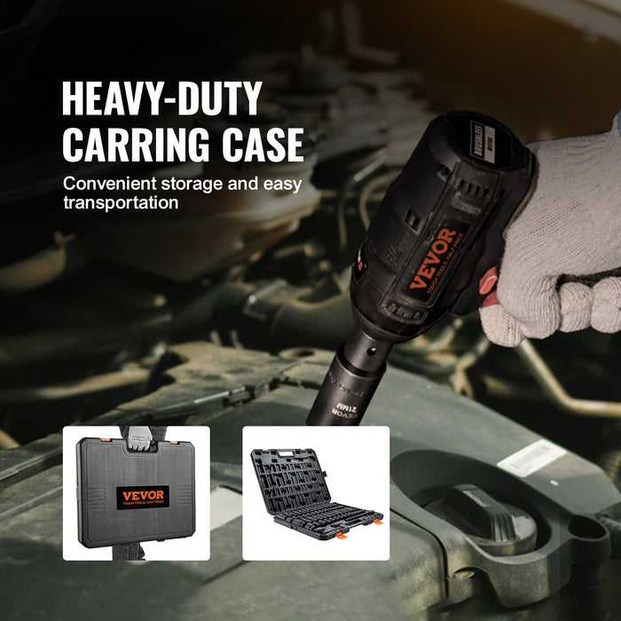 1 / 2 Inch Drive Impact Socket Set 65 Piece Socket Set Sae 3 / 8 Inch To 1-1 / 4 Inch And Metric 10-24Mm 6 Point Cr-V Alloy Steel For Auto Repair Rugged Construction Easy-To-Read Size Markings Storage Case