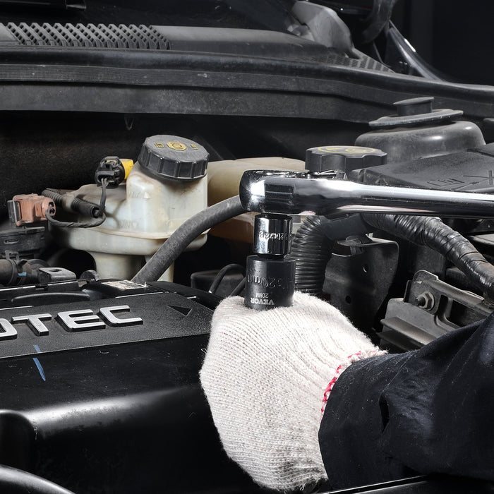 3 / 8" Drive Impact Socket Set 14 Piece Shallow Socket Set Metric 7-20Mm 6 Point Cr-Mo Alloy Steel For Auto Repair Easy-To-Read Size Markings Rugged Construction Includes Storage Case