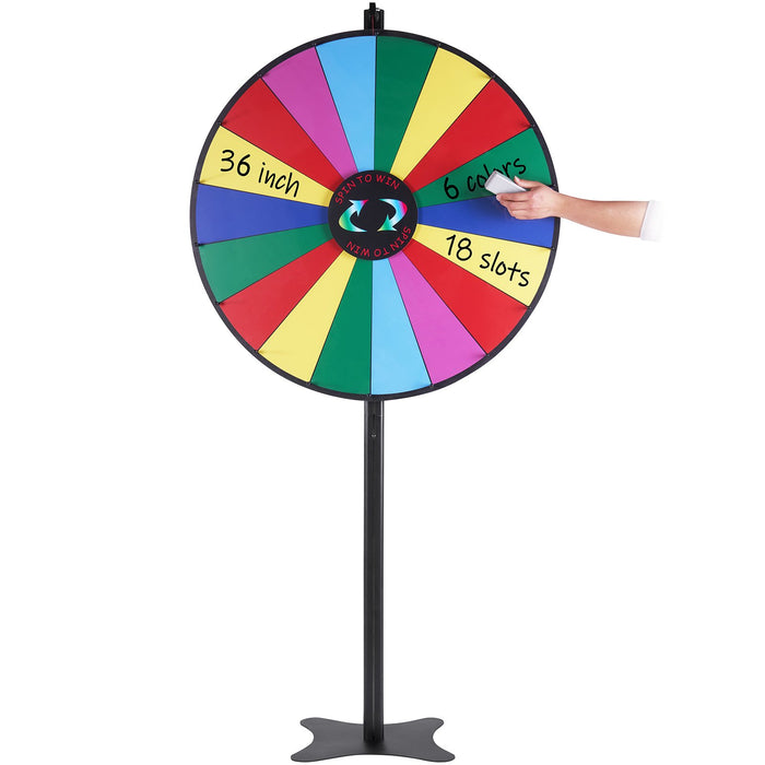 36 Inch Spinning Prize Wheel 18 Slots Spinning Wheel Roulette Wheel With A Dry Erase And 2 Markers Tabletop Or Floor Standing Win Fortune Spin Games In Party Pub Trade Show Carnival