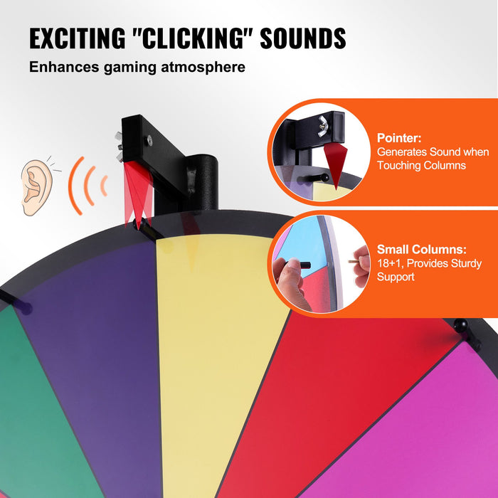 36 Inch Spinning Prize Wheel 18 Slots Spinning Wheel Roulette Wheel With A Dry Erase And 2 Markers Tabletop Or Floor Standing Win Fortune Spin Games In Party Pub Trade Show Carnival