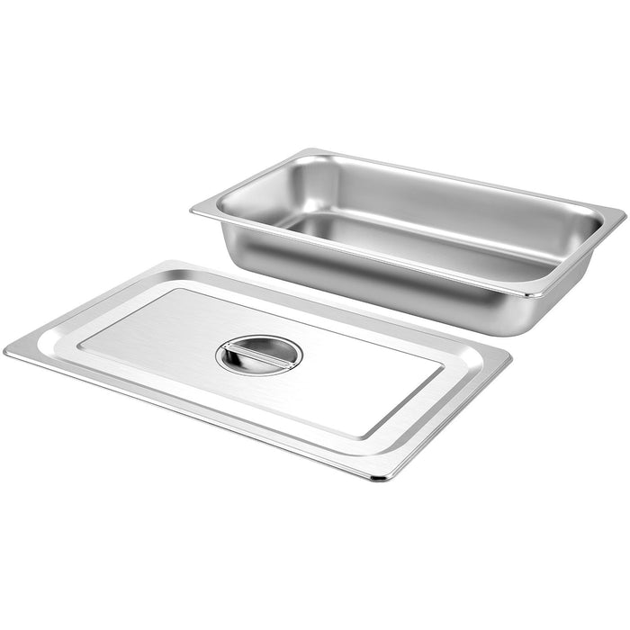 4 Pack Hotel Pan 3.7" Deep Steam Table Pan Full Size With Lid 20.8"L X 13"W Hotel Pan 22 Gauge Stainless Steel Anti Jam Steam Table Pan