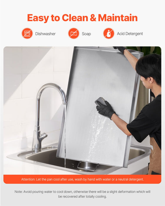 36X22 In Flat Top Griddle Stainless Steel Universal Bbq Grill Pan Cookware