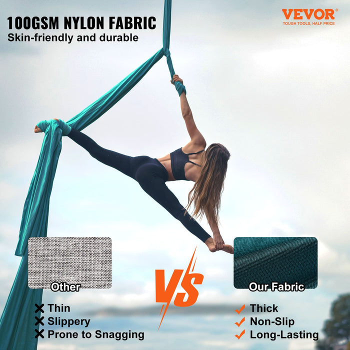 Aerial Yoga Hammock & Swing 5 M Length Aerial Yoga Starter Kit With 100Gsm Nylon Fabric Full Rigging Hardware & Easy Set-Up Guide Antigravity Flying For All Levels Fitness Bodybuilding Green