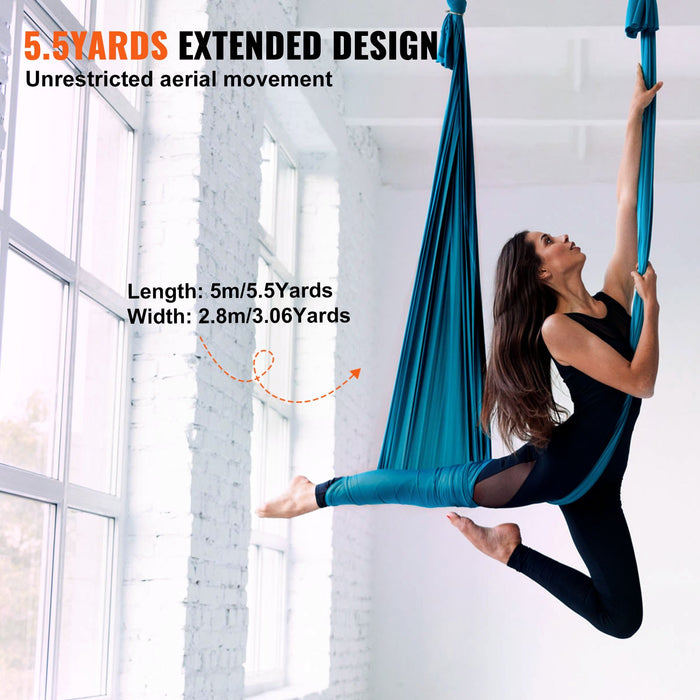 Aerial Yoga Hammock & Swing 5 M Length Aerial Yoga Starter Kit With 100Gsm Nylon Fabric Full Rigging Hardware & Easy Set-Up Guide Antigravity Flying For All Levels Fitness Bodybuilding Green
