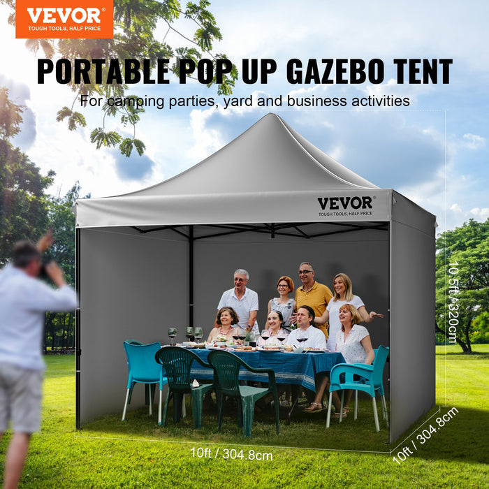 304.8 X 304.8 Cm Pop Up Canopy With Removable Sidewalls Instant Canopies Portable Gazebo & Wheeled Bag Uv Resistant Waterproof Enclosed Canopy Tent For Outdoor Events Patio Backyard Party