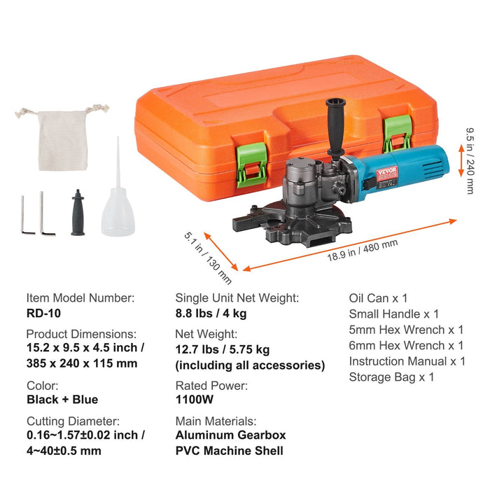 1100W Electric Rebar Cutter Cutting Up To 3 / 2In 4-40Mm