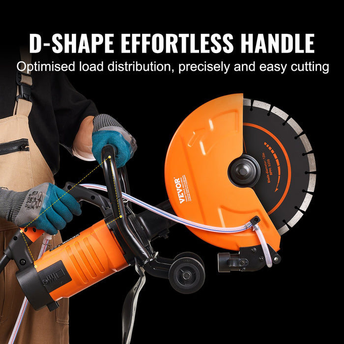 30.48Cm Electric Concrete Saw Wet / Dry Saw Cutter With Water Pump And Blade