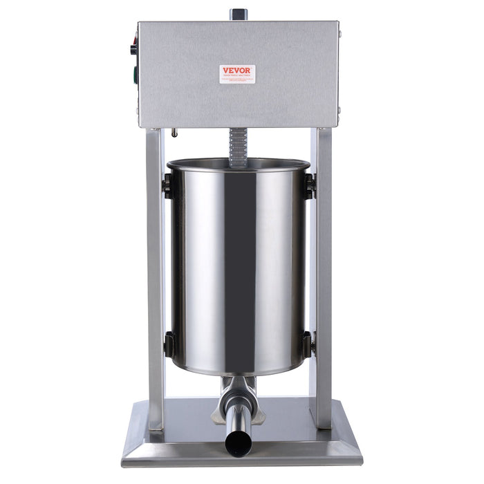 Electric Sausage Stuffer 12 L / 25 Lbs Vertical Meat Stuffer 200W Motor Stepless Speed Control And Foot Pedal Made Of Food-Grade 304 Stainless Steel 5 Stuffing Tubes For Home Commercial