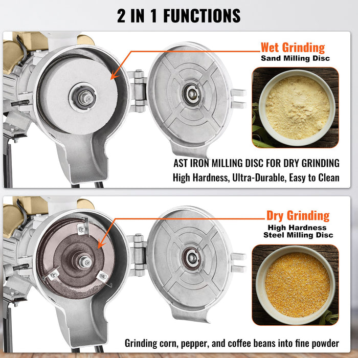 3000W Electric Grain Grinder Corn Wheat Flour Cereal Mill Wet & Dry