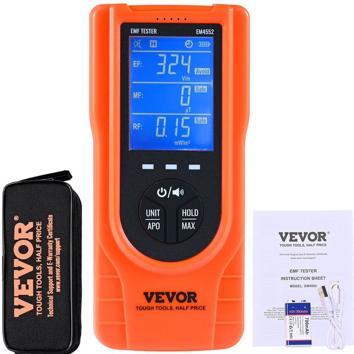 3-In-1 Emf Meter 5Hz - 3.5Ghz Handheld Rechargeable Electromagnetic Field Radiation Detector Digital Lcd Emf Tester For Ef Mf Rf Home Inspections Outdoor Ghost Hunting Paranormal Equipment
