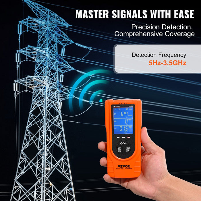 3-In-1 Emf Meter 5Hz - 3.5Ghz Handheld Rechargeable Electromagnetic Field Radiation Detector Digital Lcd Emf Tester For Ef Mf Rf Home Inspections Outdoor Ghost Hunting Paranormal Equipment